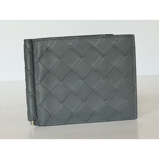 Bottega Intrecciato Veneta Leather Gray Wallet with Money Clip 592626 NWT $600