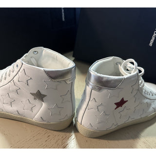 NIB Saint Laurent Mid-top Leather sneakers White 7 US/40 Eu 672906