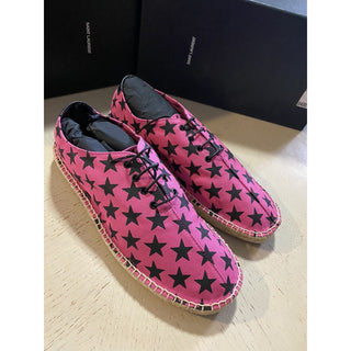 NIB Saint Laurent Women Star Print Espadrille Shoes Red/Black 9.5 US/39.5 Eu