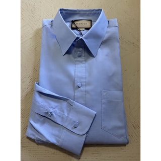 Gucci Men’s Boxy Dress Shirt Sky Blue 39/15.5 Italy 703396 NWT $850
