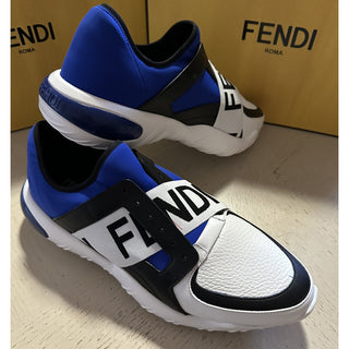 NIB $980 Fendi Men Forever Fendi Runner Sneakers Shoes White/Blue 9 US/42 Eu