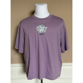 Versace Painted Medusa Embroidered T-Shirt Dusty Lavender Men 2XL 1015738 NWT