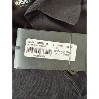 Versace Silk/Cotton Black Knit Polo Sweater 50 Euro 1017342 Italy NWT $1150