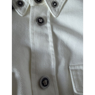 Versace Men’s Denim Stretch White Overshirt 46 US (56 Euro) 1013887 IT NWT $1625