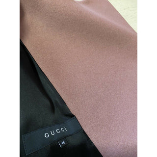 $5850 Gucci Women Wool/Leather Overcoat Coat Pink Size 12 US/46 It Italy