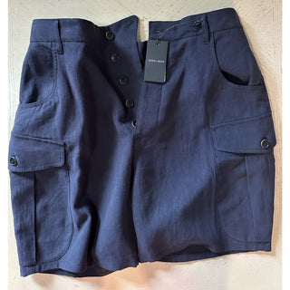 NWT $1195 Giorgio Armani Men Linen Short Pants Navy 58 Eu/42 US