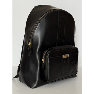 Versace Greca Embossed Leather Black Backpack Made in Italy 1020735NWT $1925