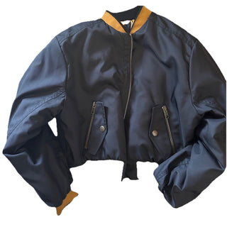 New $3980 Gucci Women Reversible Bomber Jacket Coat Black/Yellow/Multi 44/8