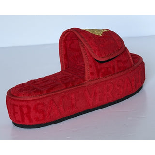 Versace Medusa Platform Slide Slippers Red Gold Women 9 US (39 Eu) ZSL00003 NIB