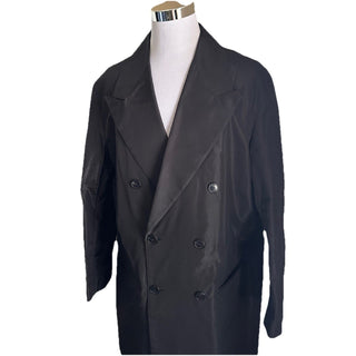 New $4900 Saint Laurent Men long coat in silk taffeta Trench Coat Black 50 Eu/40