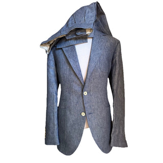 NWT $4995 BRUNELLO CUCINELLI Linen Classic-Fit Suit DENIM BLUE 42R US/52R Eu