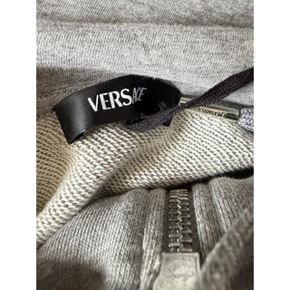 Versace Greca Logo Non-brushed Cotton Gray Jacket with Hoodie 6XL 1021361 NWT