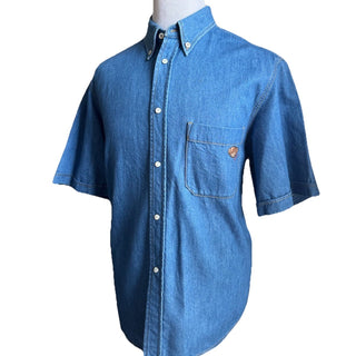 Gucci Men Eco WSH Org Denim Button Down Shirt Blue 48 Eu/M New $1650