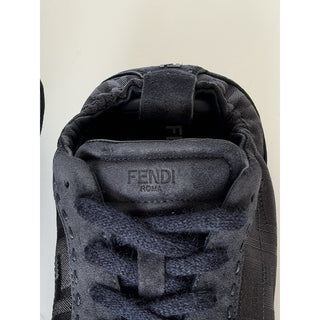 Fendi Fit FF Jacquard Suede Sneakers Blue Men 9 US (8 Fendi) IT 7E1842 NIB $950