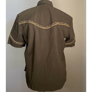 NWT $1490 Saint Laurent Men Western Shirt Green S ( 38/15 ) Italy