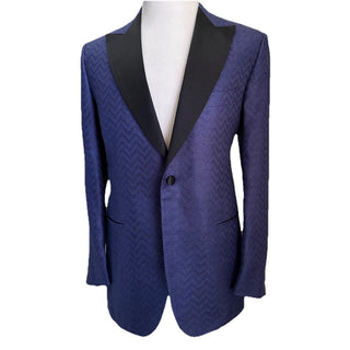 New $9995 Kiton Cashmere/Silk Diner Jacket Blazer Blue/Black 40R US/50R Eu