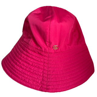Gucci Women GG Logo Cloche Bucket Hat Pink Size S New 729470