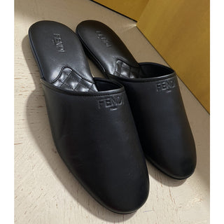 NIB Fendi Mens Leather Sandal Shoes Black 8 US/7 UK Italy