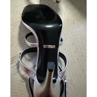 Gucci Women’s Leather Dress Sandal Shoes Silver 7.5 US/37.5 Eu New 771563