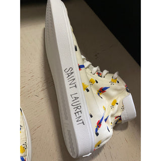 NIB Saint Laurent Men Canvas/Leather Menphis Sneakers Off White 9 US/42 Eu