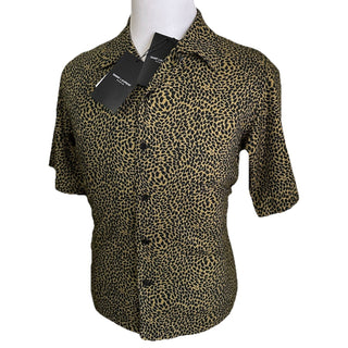 NWT $890 Saint Laurent Men Hawaii SL Print black leopard pattern Shirt Size M