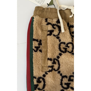 Gucci GG Jacquard Jogging Pants Camel Brown Web Stripe Small Women’s 722196 NWT