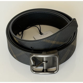Burberry Reversible Check B Buckle Leather Wide Belt 46/115 8098126 IT NEW $550