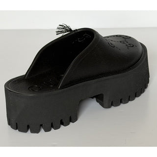 Gucci GG Monogram Rubber Platform Mule Slides Black 9 US (39 Euro) 663577 NWT