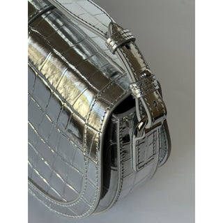 Versace La Greca Leather Silver Medium Shoulder Bag 1023417 Italy NWT $2775
