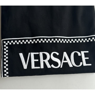 Versace Black Embroidered 90s Vintage Logo T-Shirt 8 (44) 1011882 NWT $750
