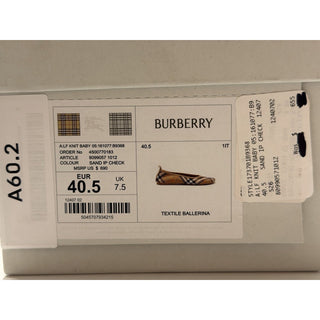 Burberry Baby Check Knit Ballet Flats Sand Beige 10.5 US (40.5) 8099057 NWT $655