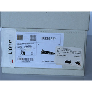 Burberry Baby Check Knit Ballet Flats Black Calico 9 US (39) IT 8096867 NWT $655