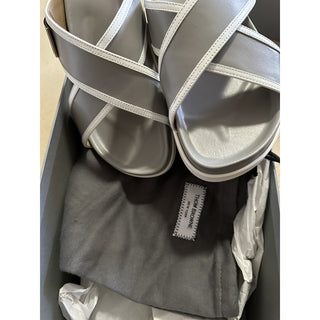 NIB $650 Thom Browne Criss Cross Leather Sandal Gray 9 US/42 Eu Italy