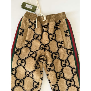 Gucci GG Jacquard Jogging Pants Camel Brown Web Stripe Small Women’s 722196 NWT