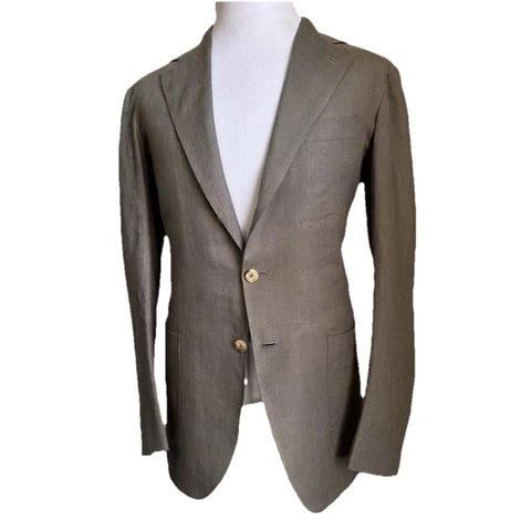 New $5695 Kiton Linen Sport Coat Jacket Blazer Taupe/LT Brown 42R US/52R Eu