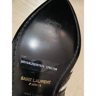 NIB $1795 Saint Laurent Women Python Leather Shoes Black/Ivory 8 US ( 38 Eu )