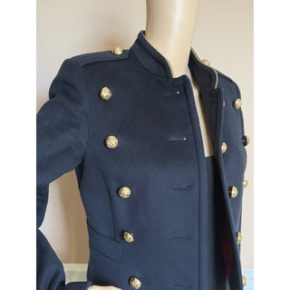 Burberry London Military Jacket Navy Wool Cashmere Gold Buttons 4 US (IT 38)