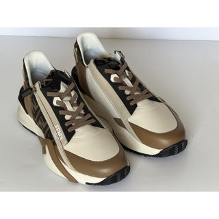 Fendi Flow FF Logo Sneakers Brown/Beige Men 12 US (11 Fendi) 7E1392 NIB $995