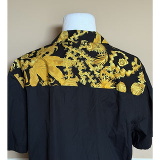 Versace Barocco Gold Print Cotton Shirt Black Men 50 US (60 Euro) 1023094 NWT