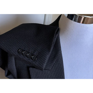 NWT $4470 Saint Laurent Men Wool Suit Black Striped 44 US/54 Eu Italy