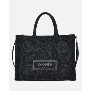 Versace Small Tote Embroidery Jacquard Barocco Black Bag 1011564 IT NWT $1595