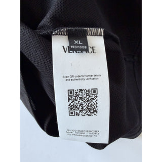 Versace Black Embroidered Piquet Cotton Polo Shirt XL 1013906 Made in Italy NWT