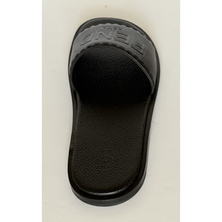 Fendi Roma Logo Leather Slide Sandals Black 12 US (11 Fendi) IT 7X1753 NIB $770
