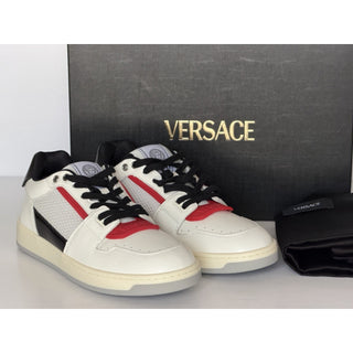 Versace Low Top Leather Sneakers White/Black/Red Men 11 US (44) IT 1022558 NIB