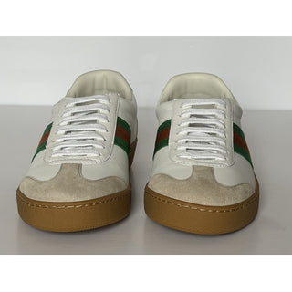Gucci Women’s Web Leather/Suede Sneakers Natural White 8 US (38 Euro) 858912 NIB