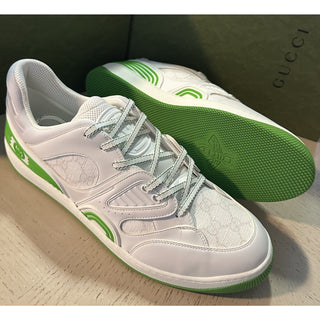 New Gucci Men GG Logo Demetra Basket Sneakers Green/White 13.5 US/13 UK 698785