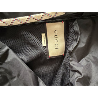 Gucci Men’s Nylon Satin Hooded Windbreaker Jacket Black 46 US (56) 68937 IT NWT