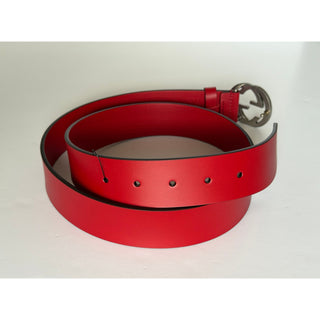 Gucci Interlocking G Buckle Leather Belt Red 95/38 Italy 546389 NWT