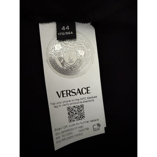 Versace Women's White Logo Jersey Black T-Shirt 8 (44 Euro) 1010260 NWT $750