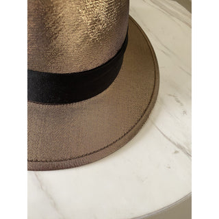 NWT $895 Saint Laurent Men Lane Felt Fedora Hat Gold Size L Italy